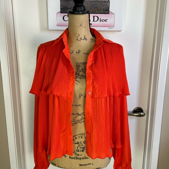 Boho Nasty Gal Jacket/Blouse Orange Button Up Lightweight Summer 4 Size New - Picture 3 of 13